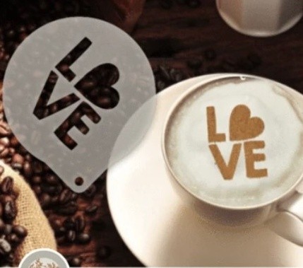Šablona na zdobení kávy - Love Stencil - Kliknutím na obrázek zavřete